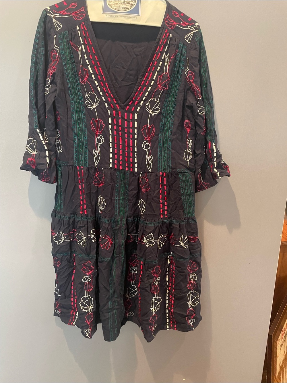Anthropologie Akemi + Kin Blue Embroidered Dress, size 8